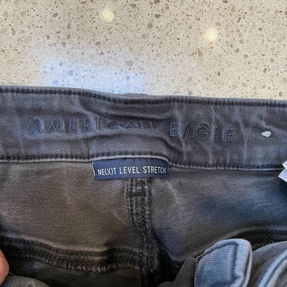 American Eagle Distressed Hi Rise Jegging Womens 8 Washed Black Stretch - Picture 9 of 13